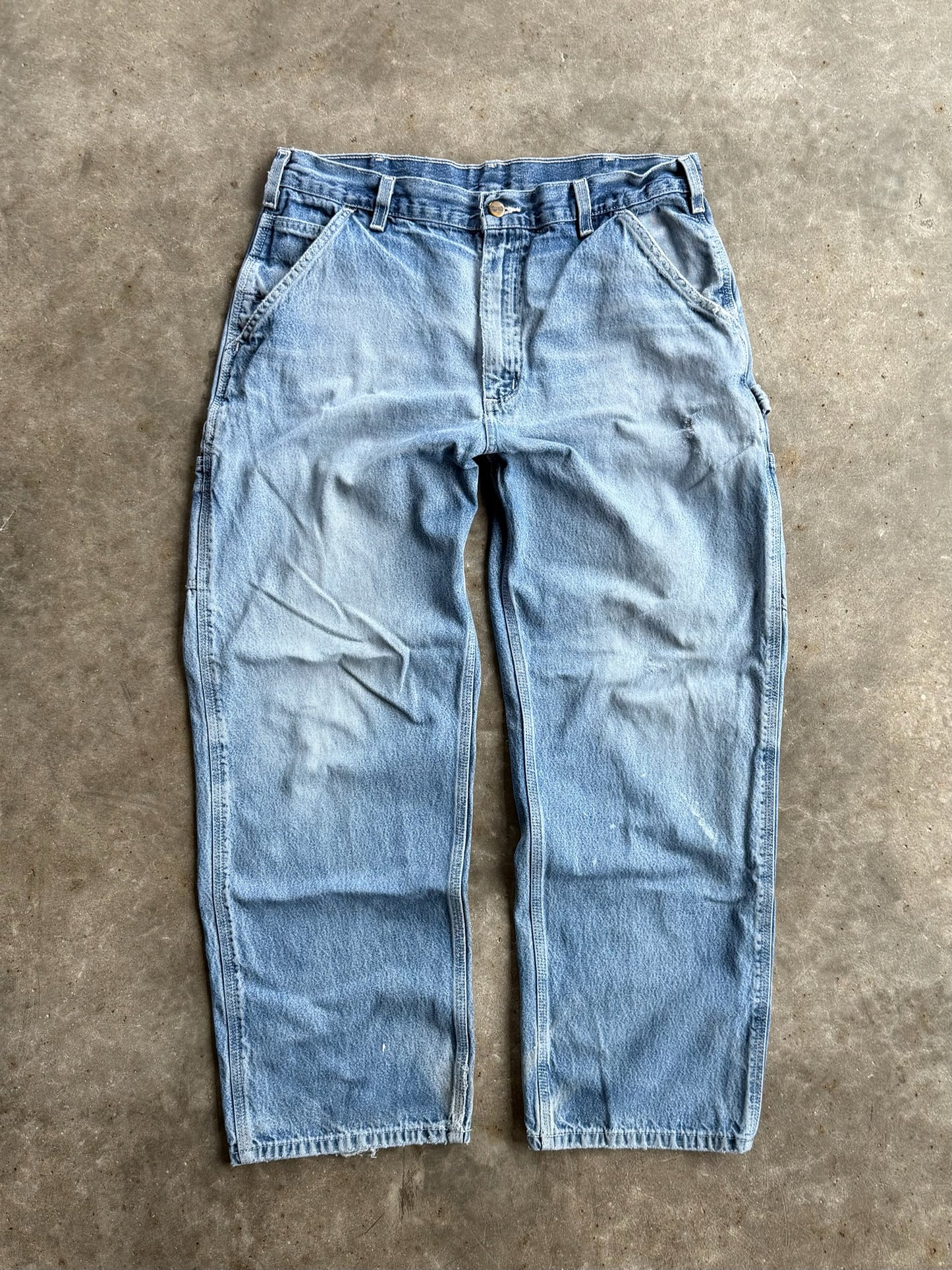 Vintage Light Wash Carhartt Denim Carpenter Pants - 32