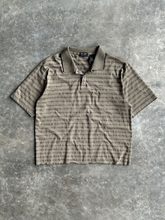 Vintage Black and Tan Axcess Cropped Polo - L