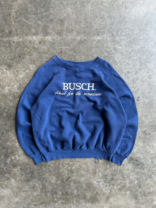 Vintage Blue Busch Graphic Faded Crew  - L