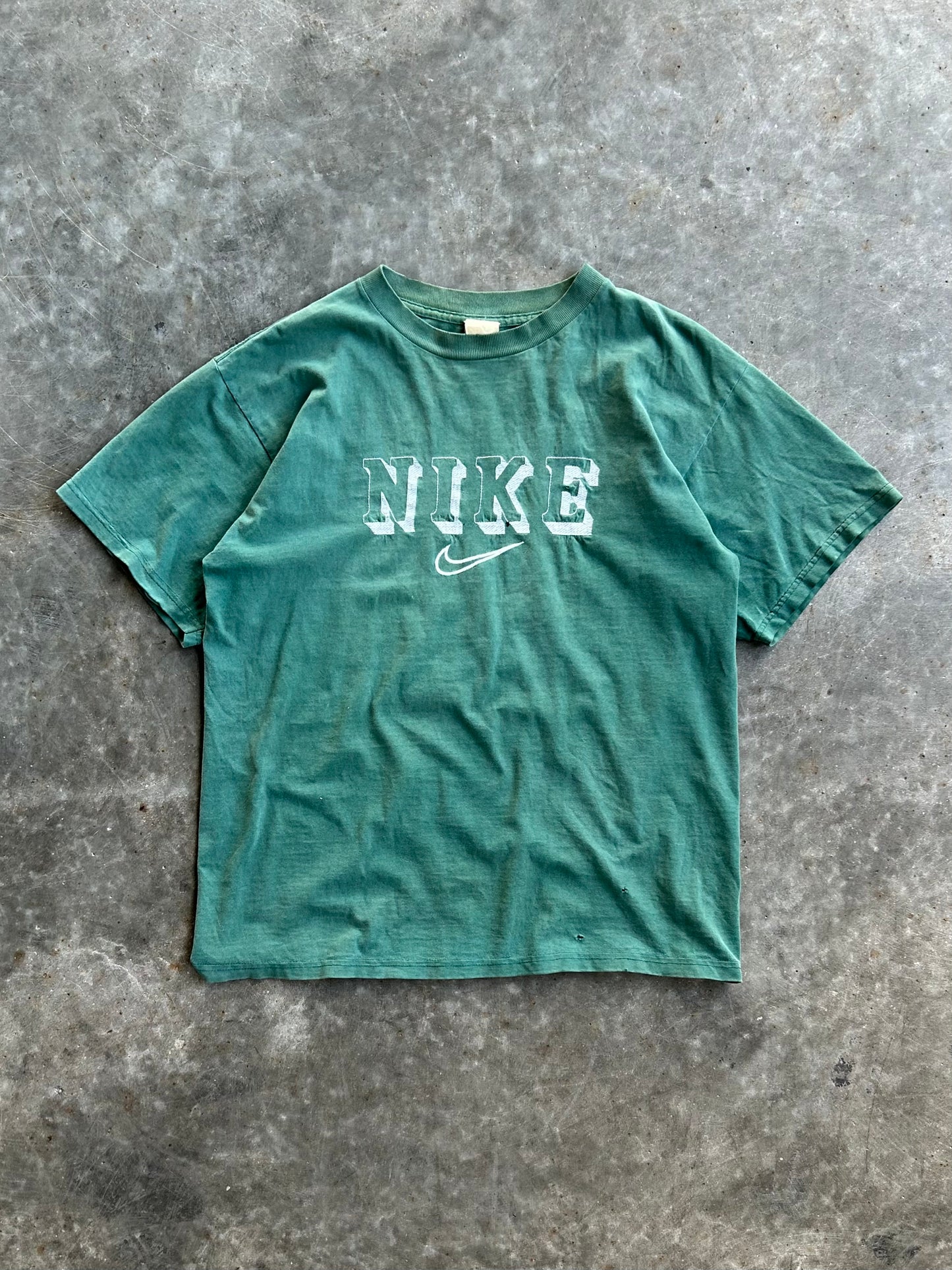 Vintage Green Nike Spellout Tee - XL