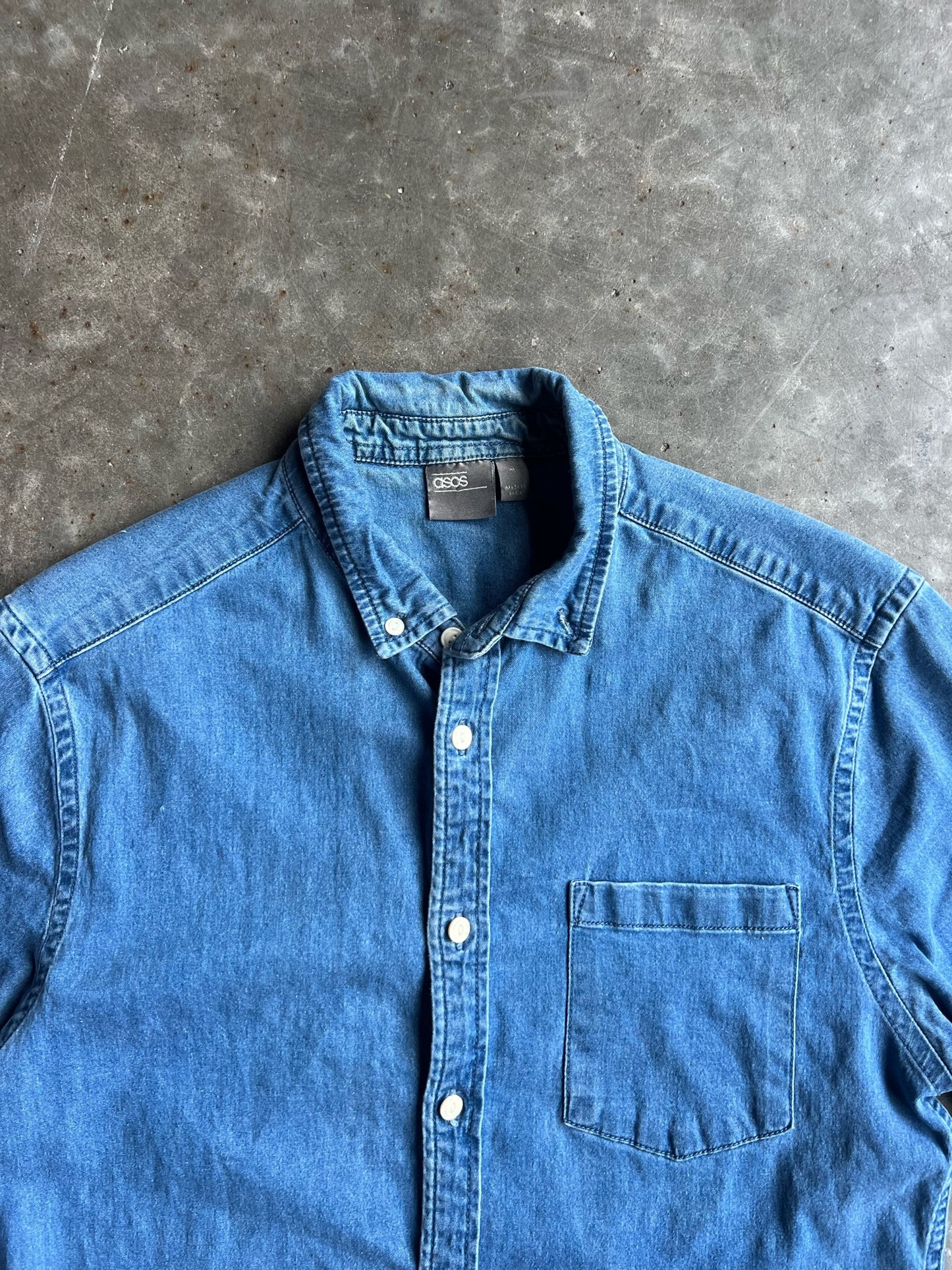 Vintage Cropped Asos Denim Button Up Top - M