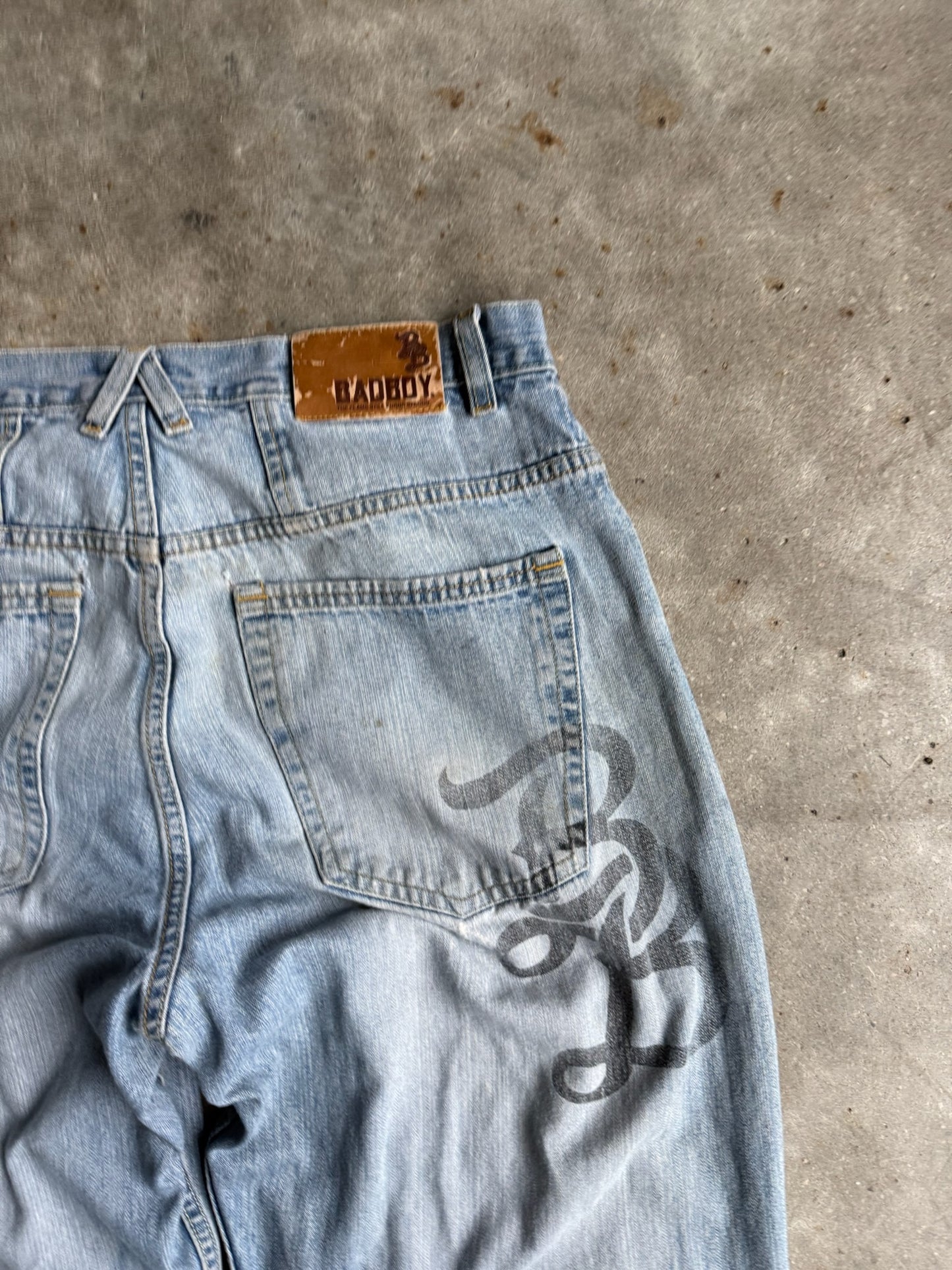 Vintage Badboy Distressed Light Wash Denim Pants - 30