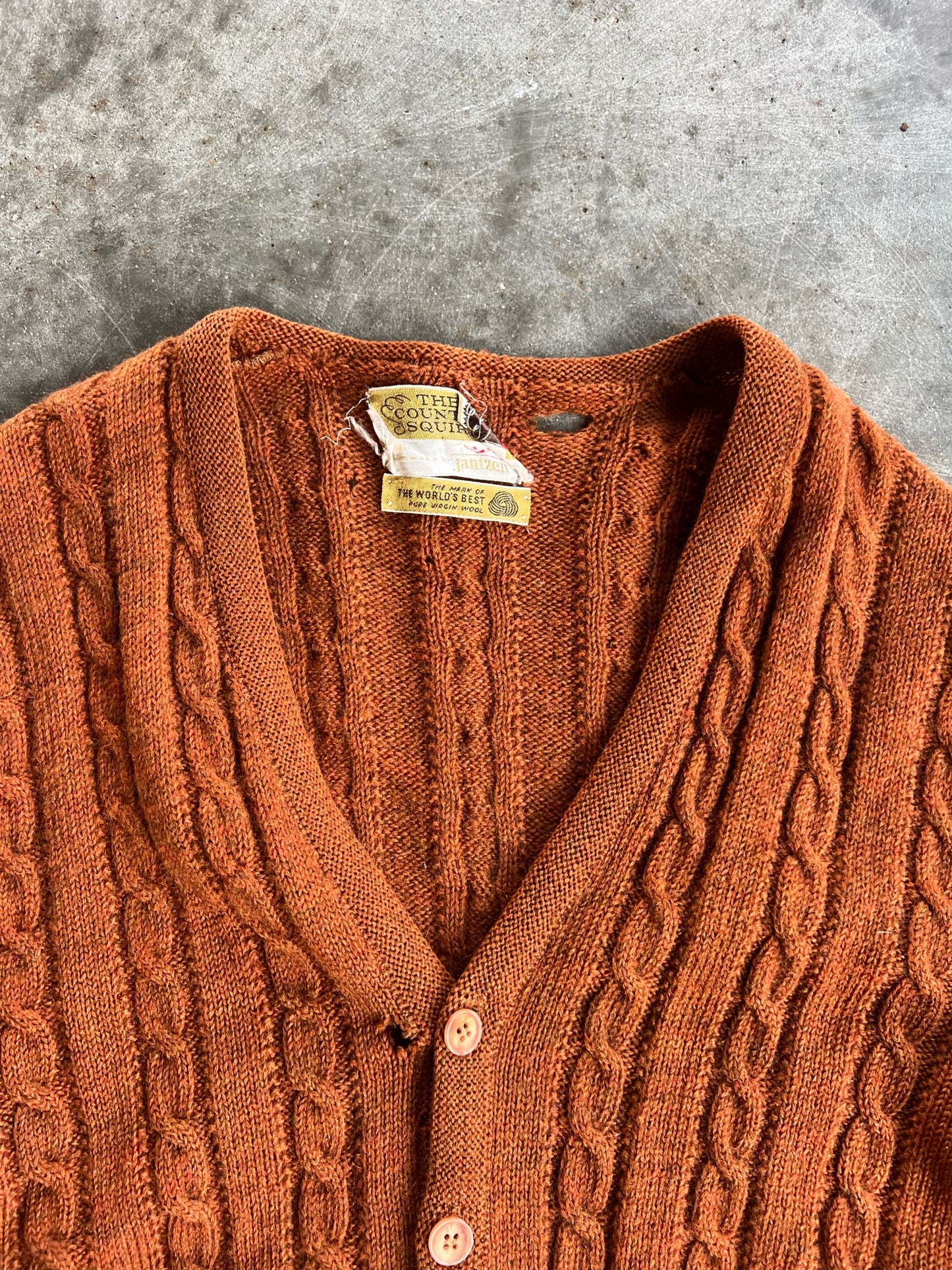 Vintage Burnt Orange Wool Jantzen Cardigan - M