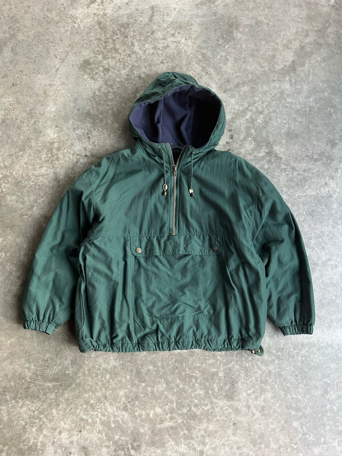 Vintage Green Fleece Lined Hooded Jacket - L