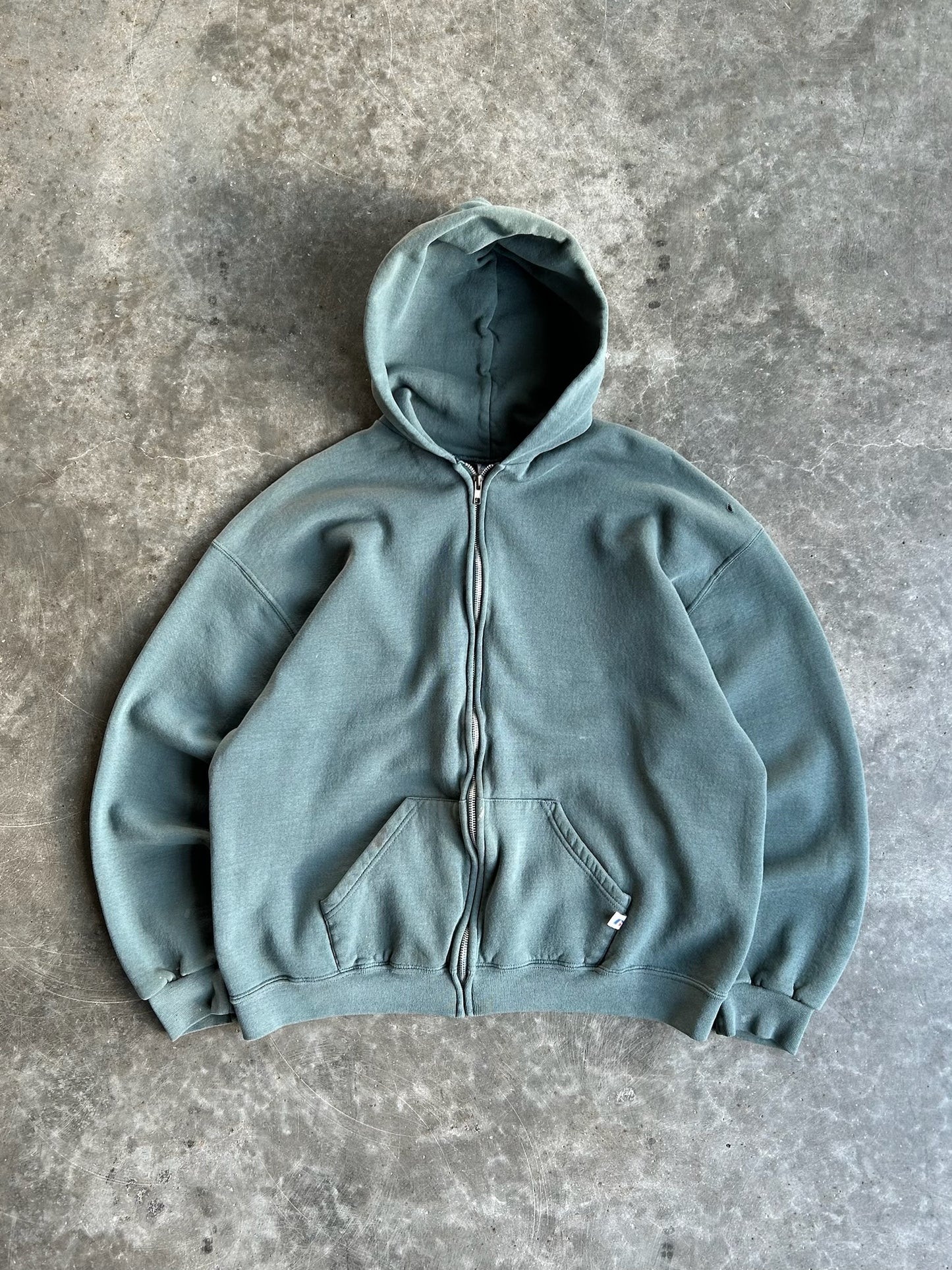 Vintage Olive Blank Zip Up Hoodie - XL