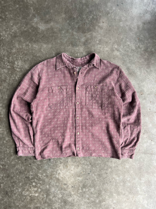 Vintage Mauve Pattern Cropped Button Up - L