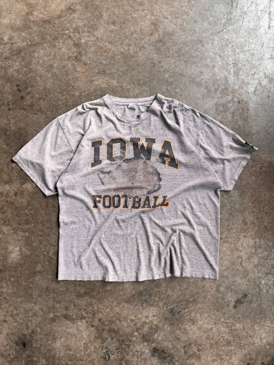 Vintage Grey Thrashed University Of Iowa Football Shirt - XL