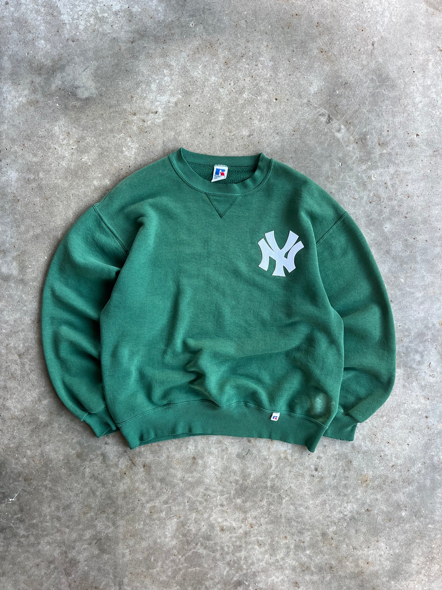 Vintage Green Yankees Russell Crew - L