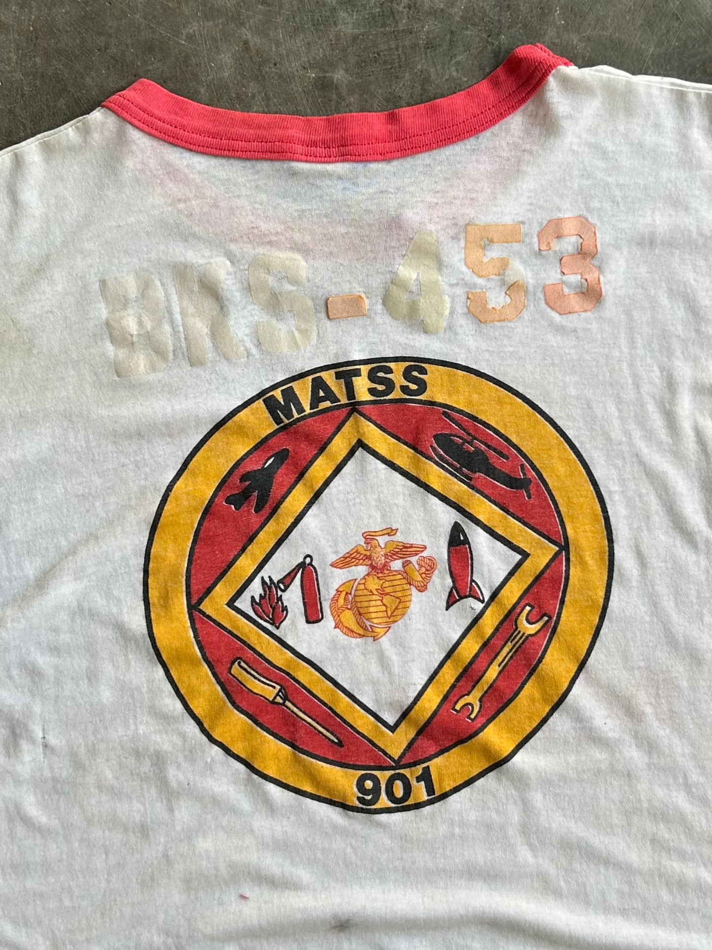 True Vintage Ribbed Marines Tee - L