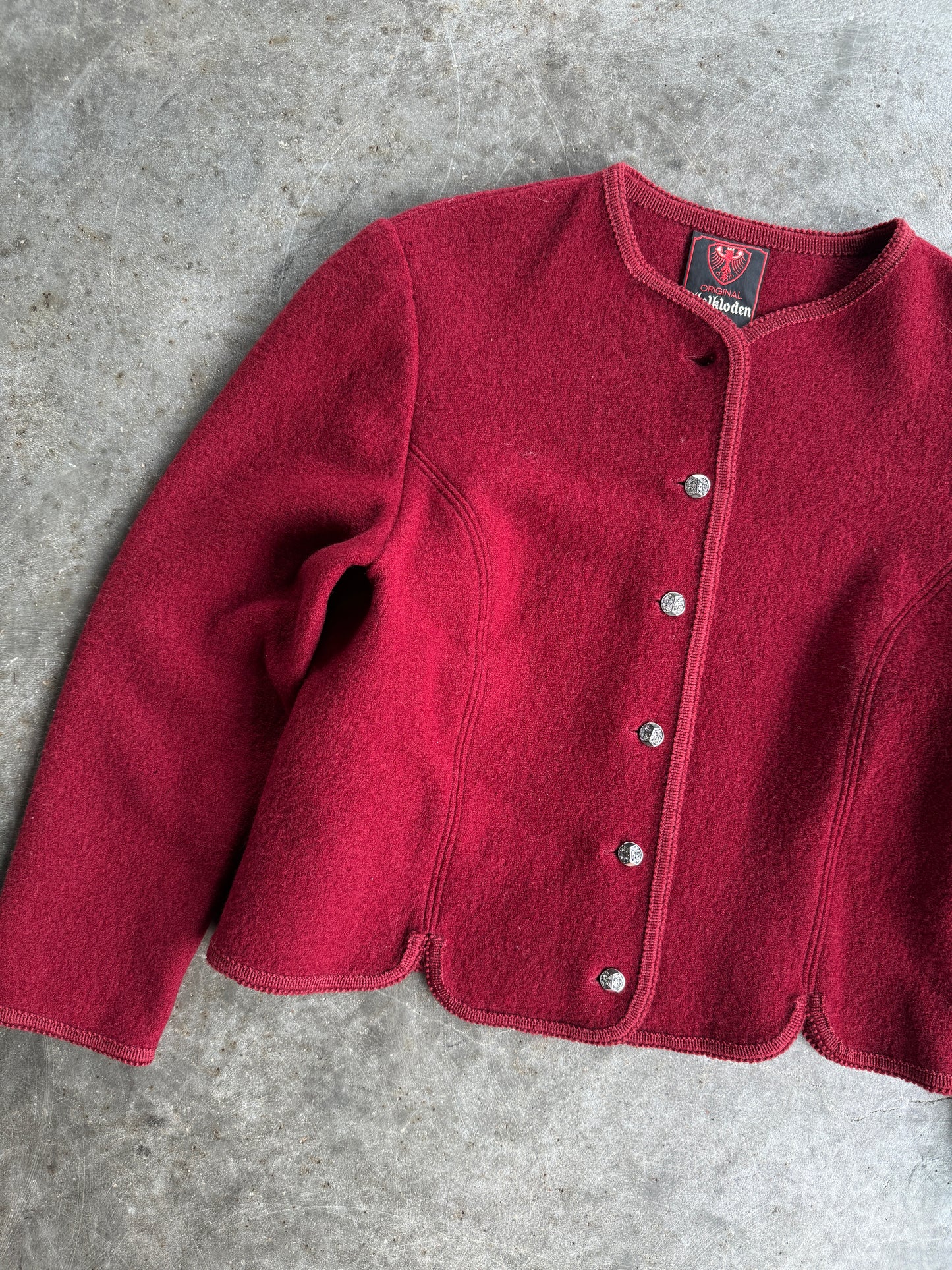 Vintage Deep Red Walkloden Button Up Cardigan - L