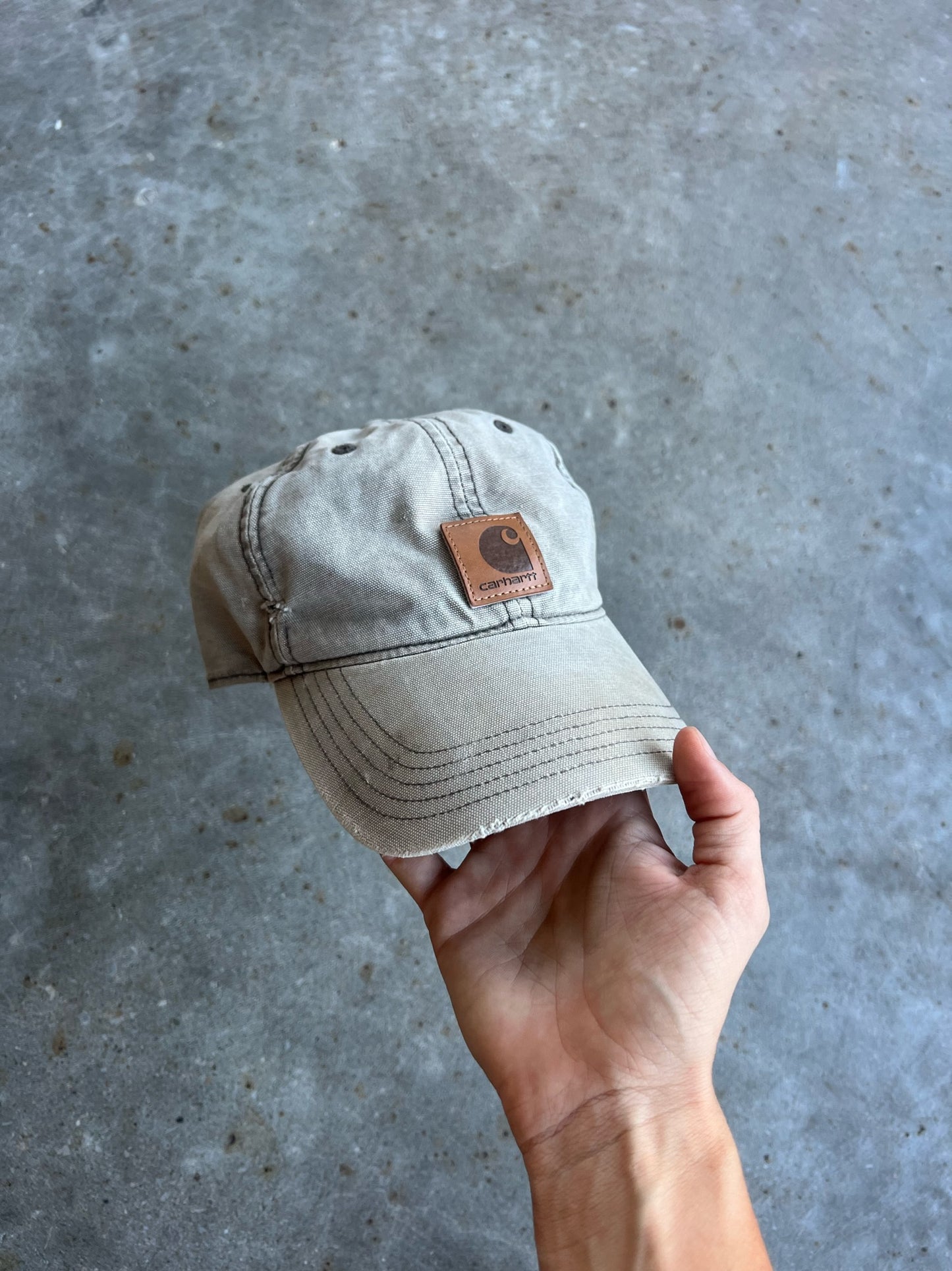 Vintage Faded Light Brown Carhartt Velcro Hat