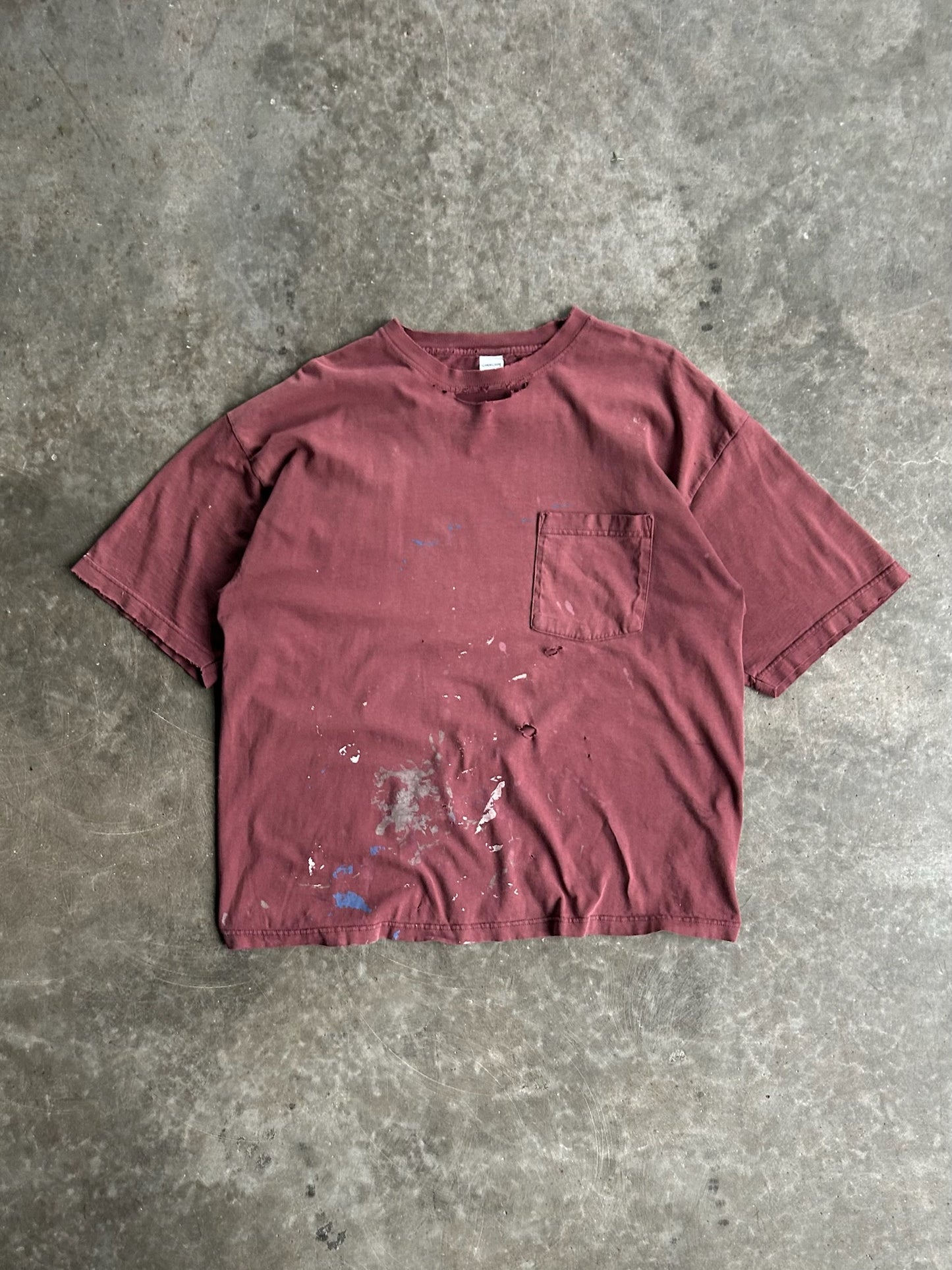 Vintage Distressed Maroon Blank Cherokee Tee - XL