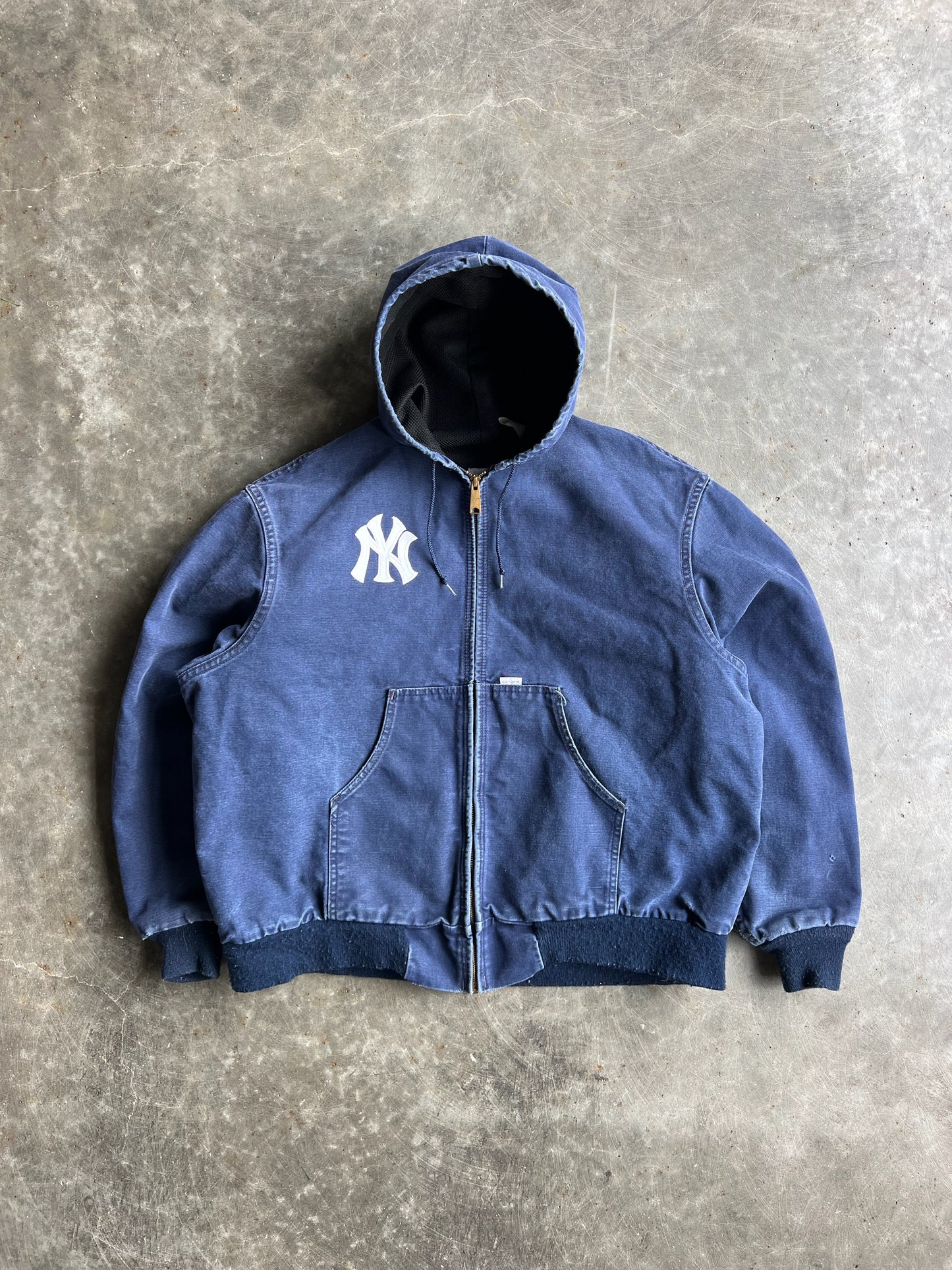 Vintage Navy Yankees Hooded Carhartt Jacket - XL