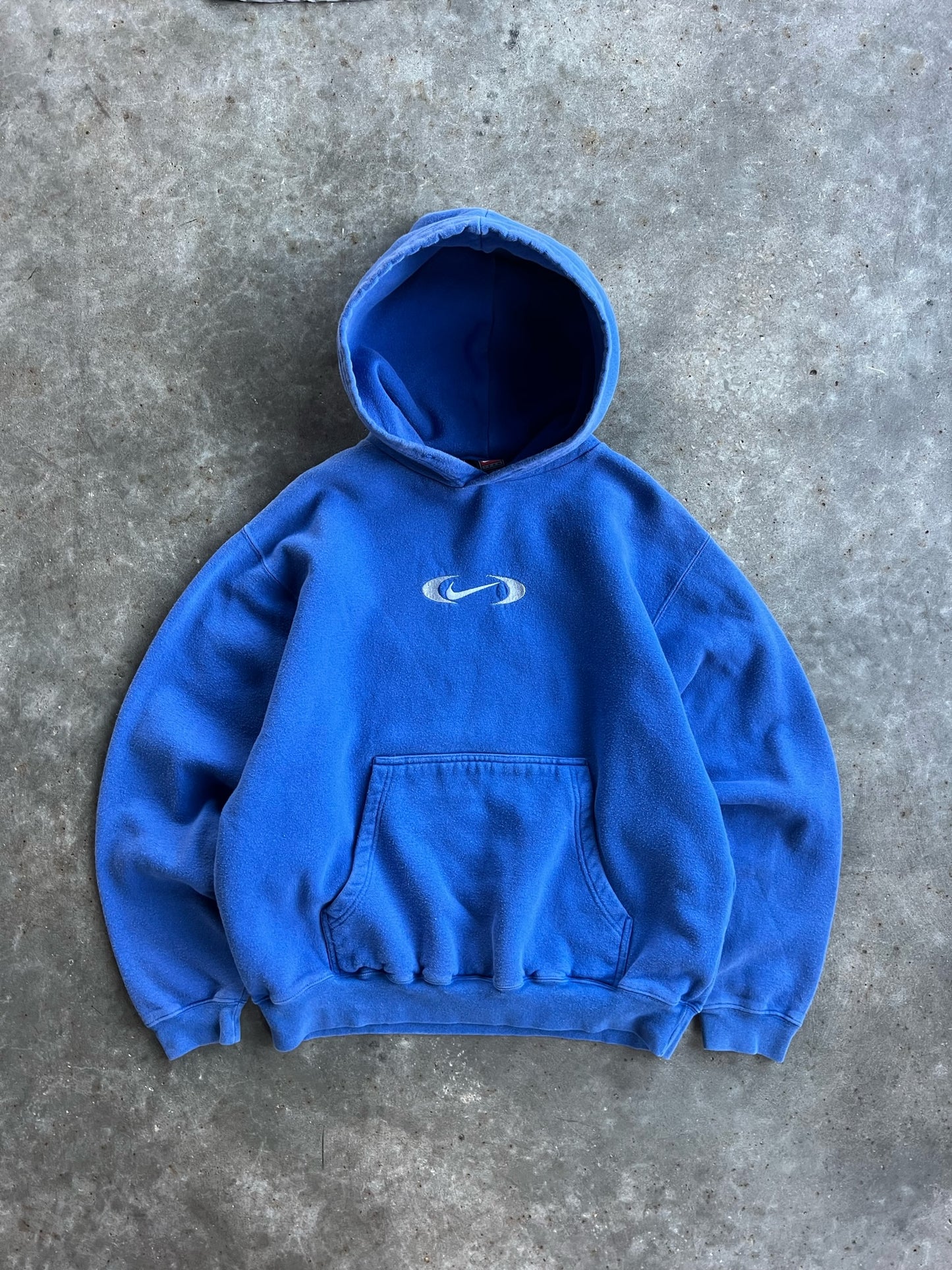 Vintage Blue Nike Swoosh Hoodie - M