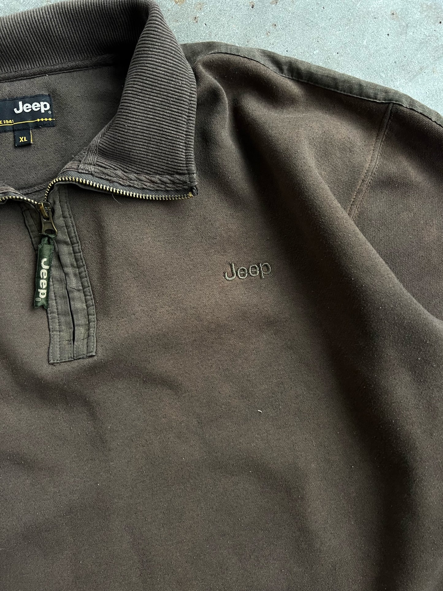 Vintage Brown Jeep Quarter Zip - XL