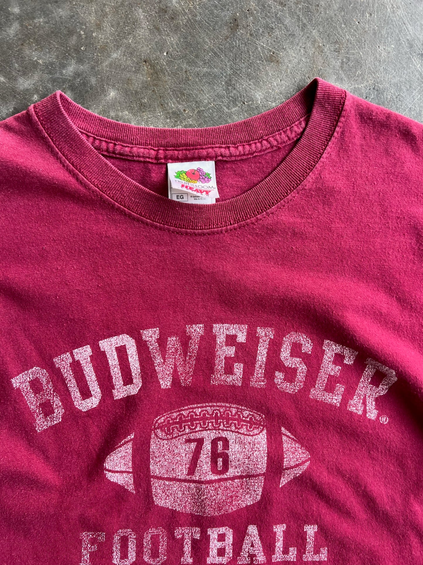 Vintage Burgundy Faded Budweiser Football Shirt - XL