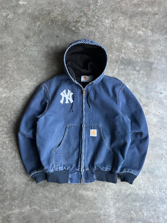 Vintage Navy Hooded Yankees Carhartt Jacket - S