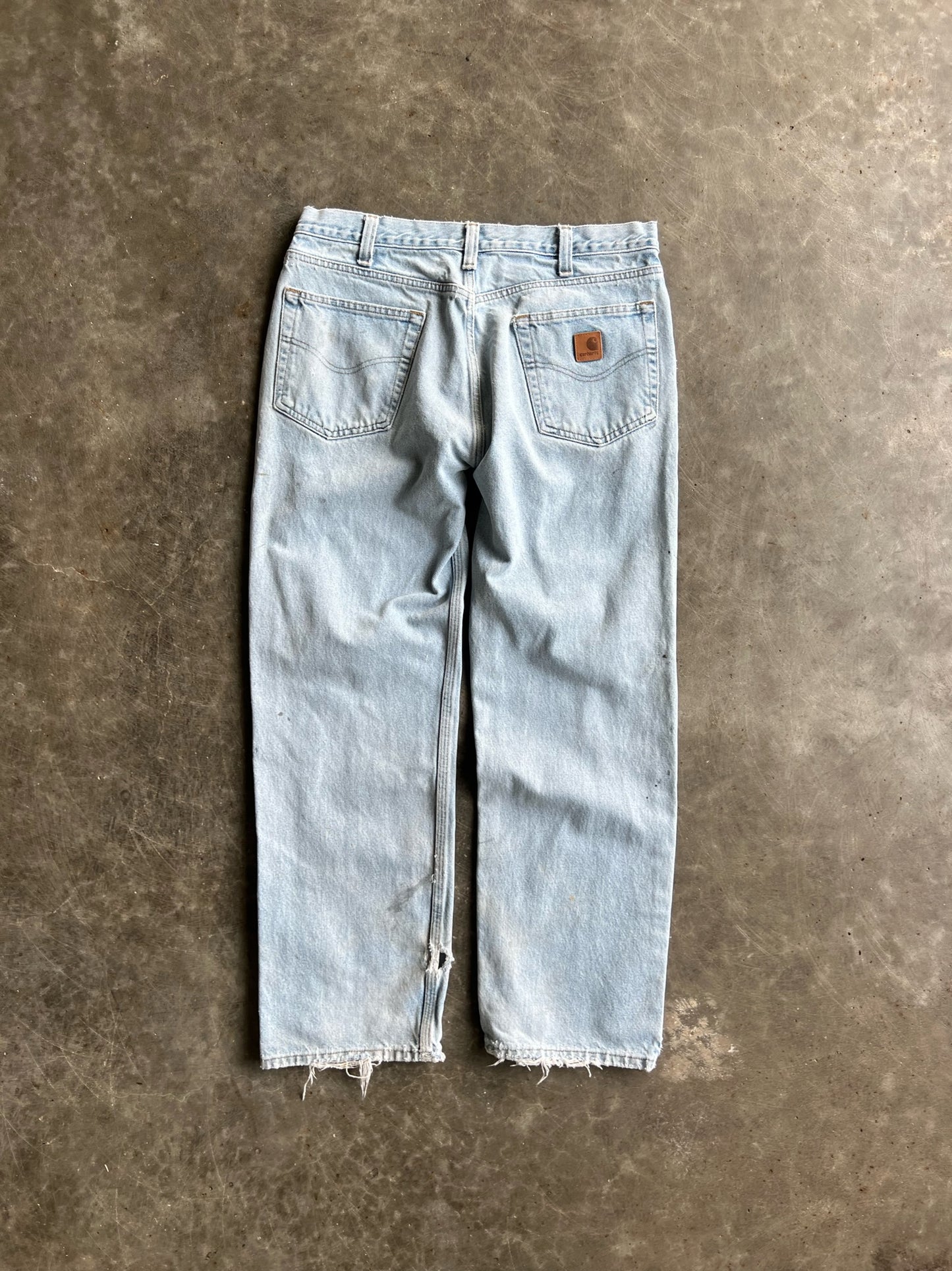 Vintage Light Wash Painted Carhartt Pants - 34