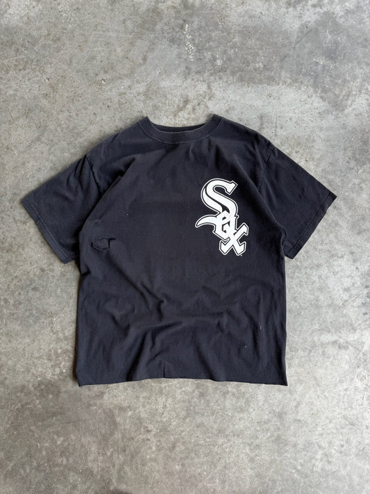 Vintage White Sox Distressed Cropped Tee - L