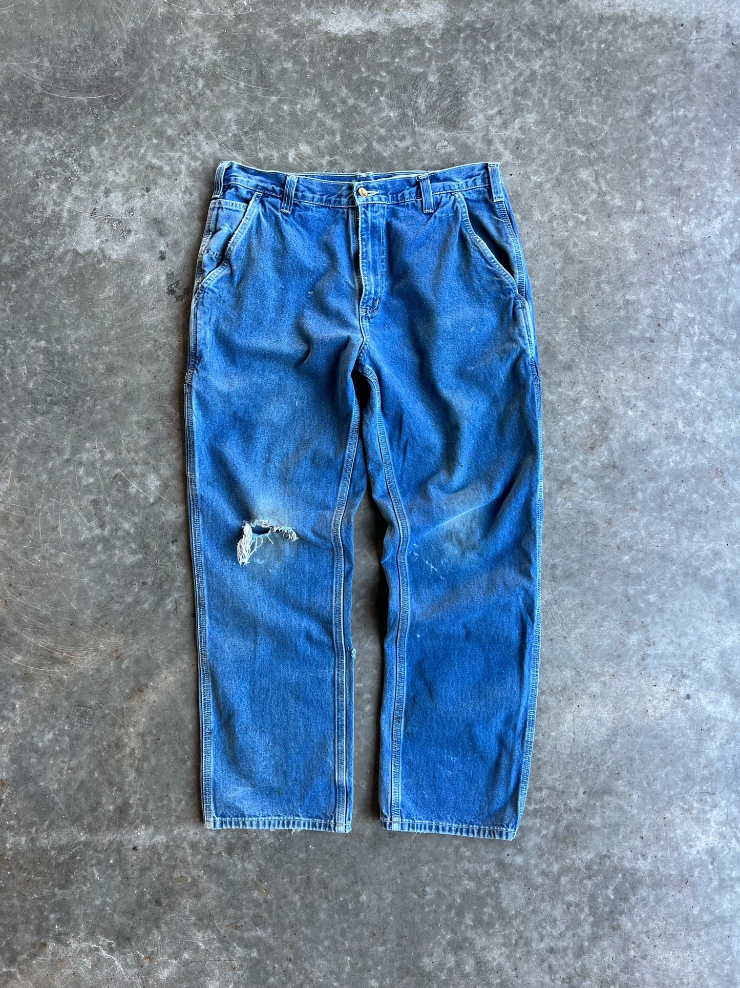 Vintage Distressed Dark Wash Carhartt Carpenter Pants - 34