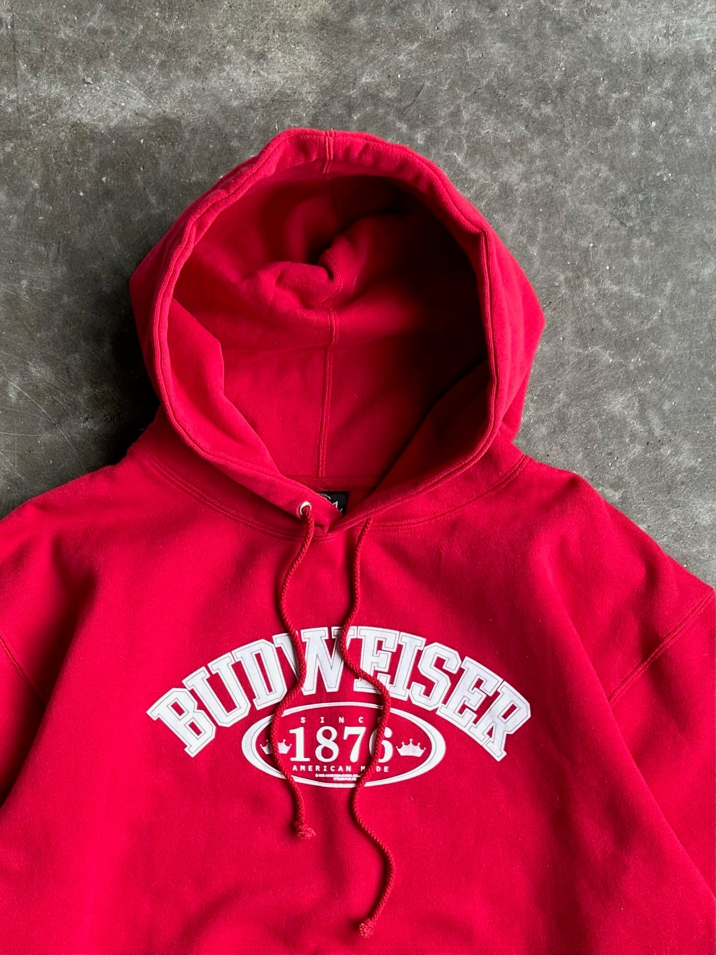 Vintage Red Budweiser Hoodie - M