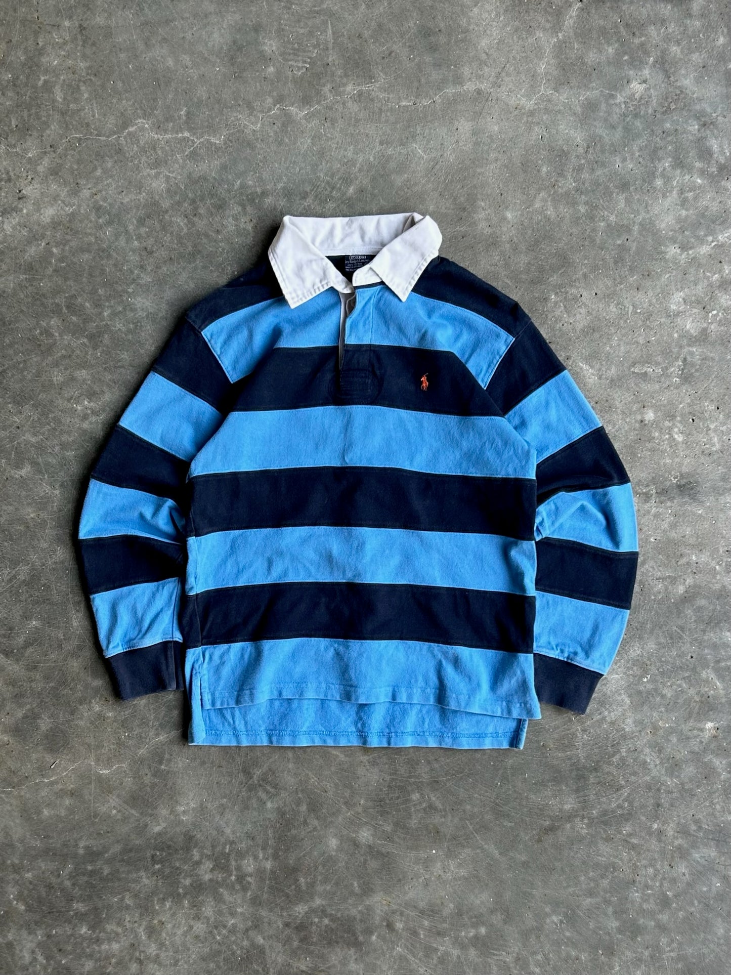 Vintage Blue Ralph Lauren Polo Rugby Long Sleeve - M