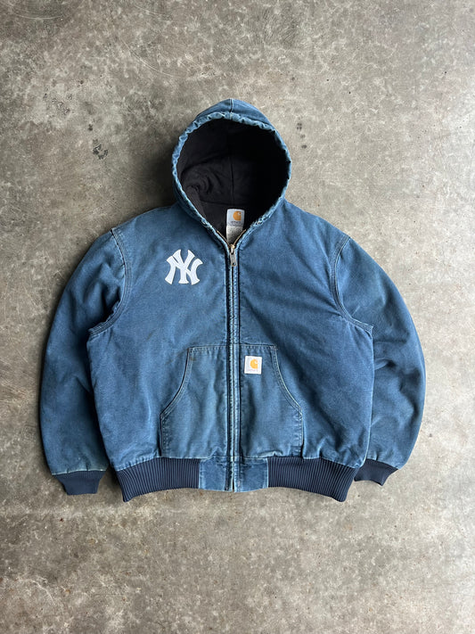 Vintage Navy Yankees Hooded Carhartt Jacket - XL