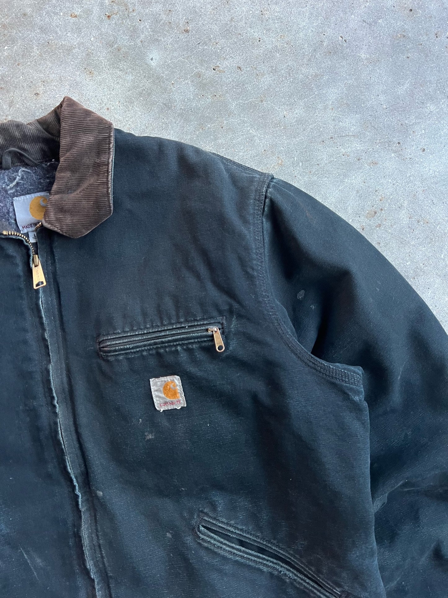 Vintage Black Flannel Lined Carhartt Detroit Jacket - L