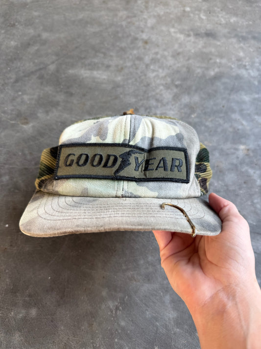 Vintage Good Year Camo Trucker Snapback Hat