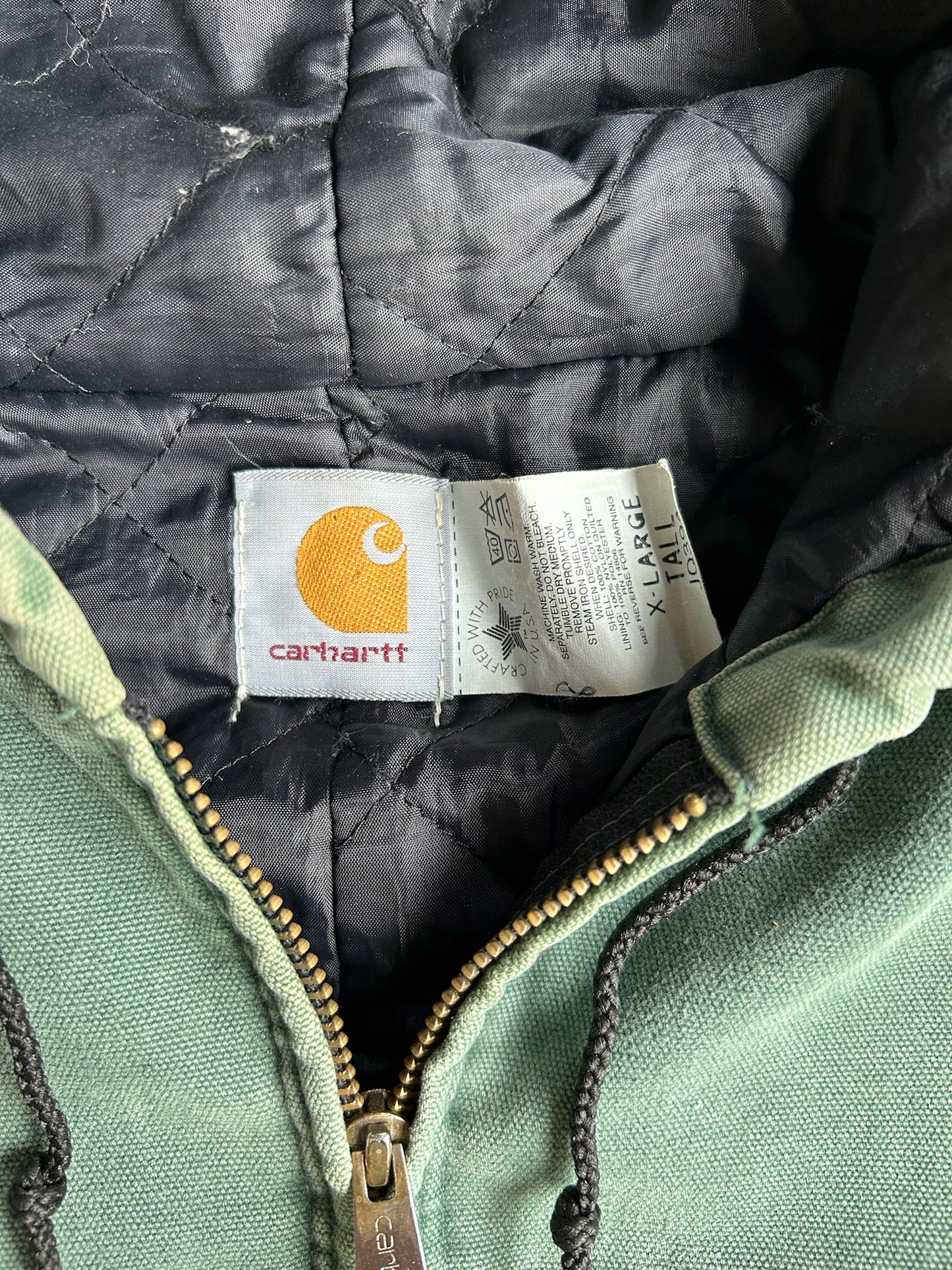 Vintage Green Hooded Carhartt Jacket - XL