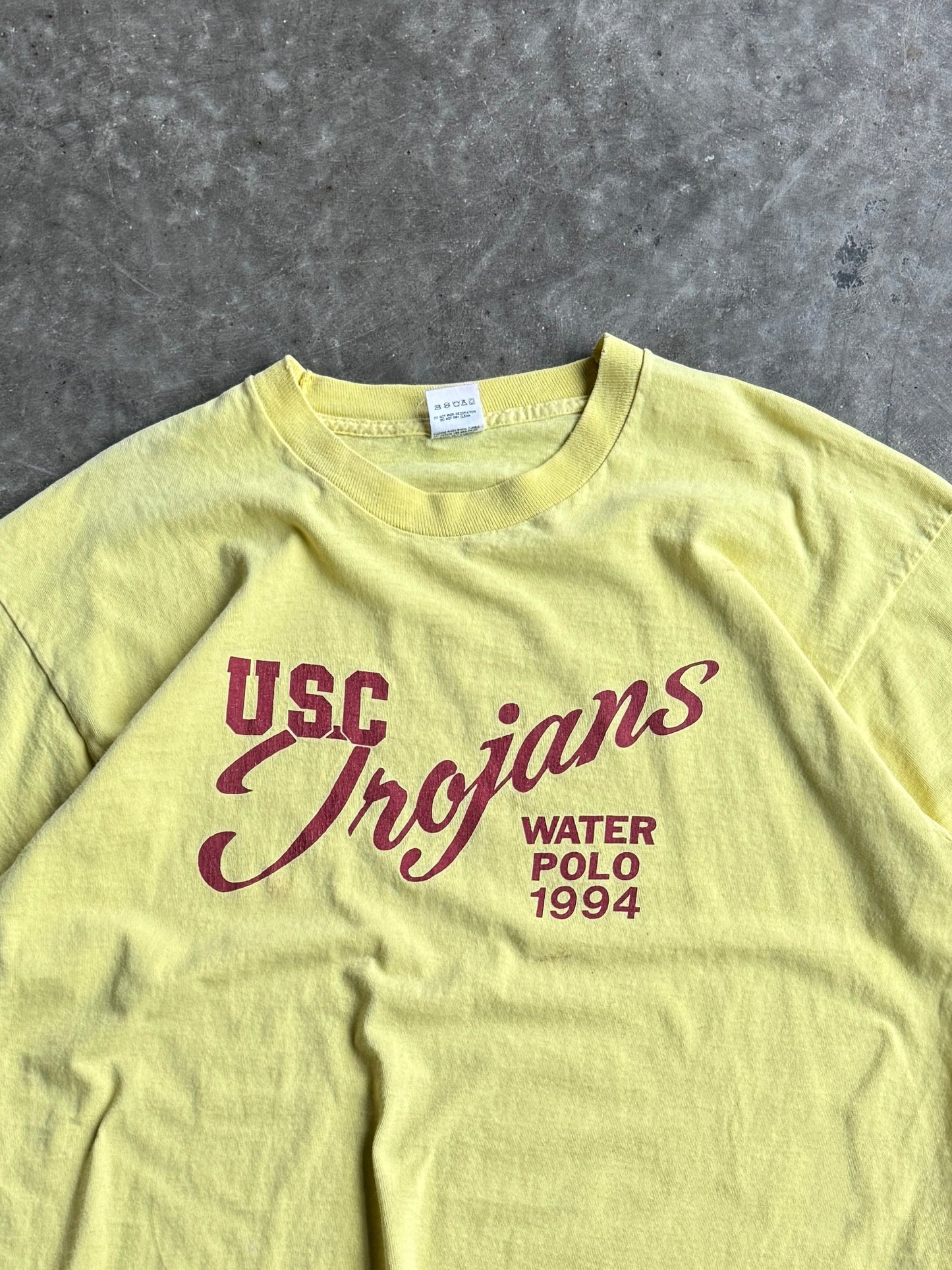 Vintage Yellow 1994 USC Water Polo Cropped Tee - XL