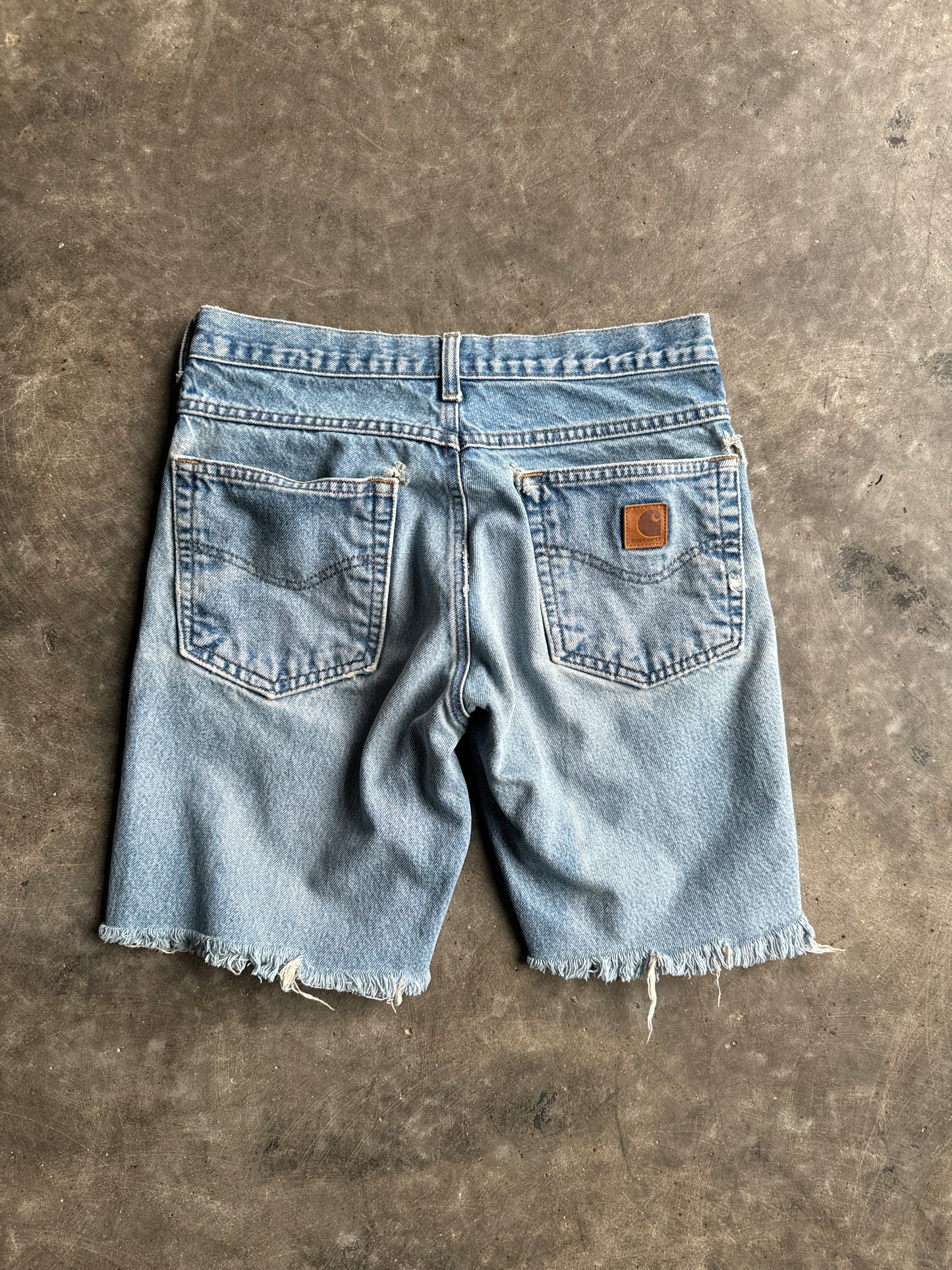 Vintage Medium Wash Distressed Carhartt Denim Shorts - 30