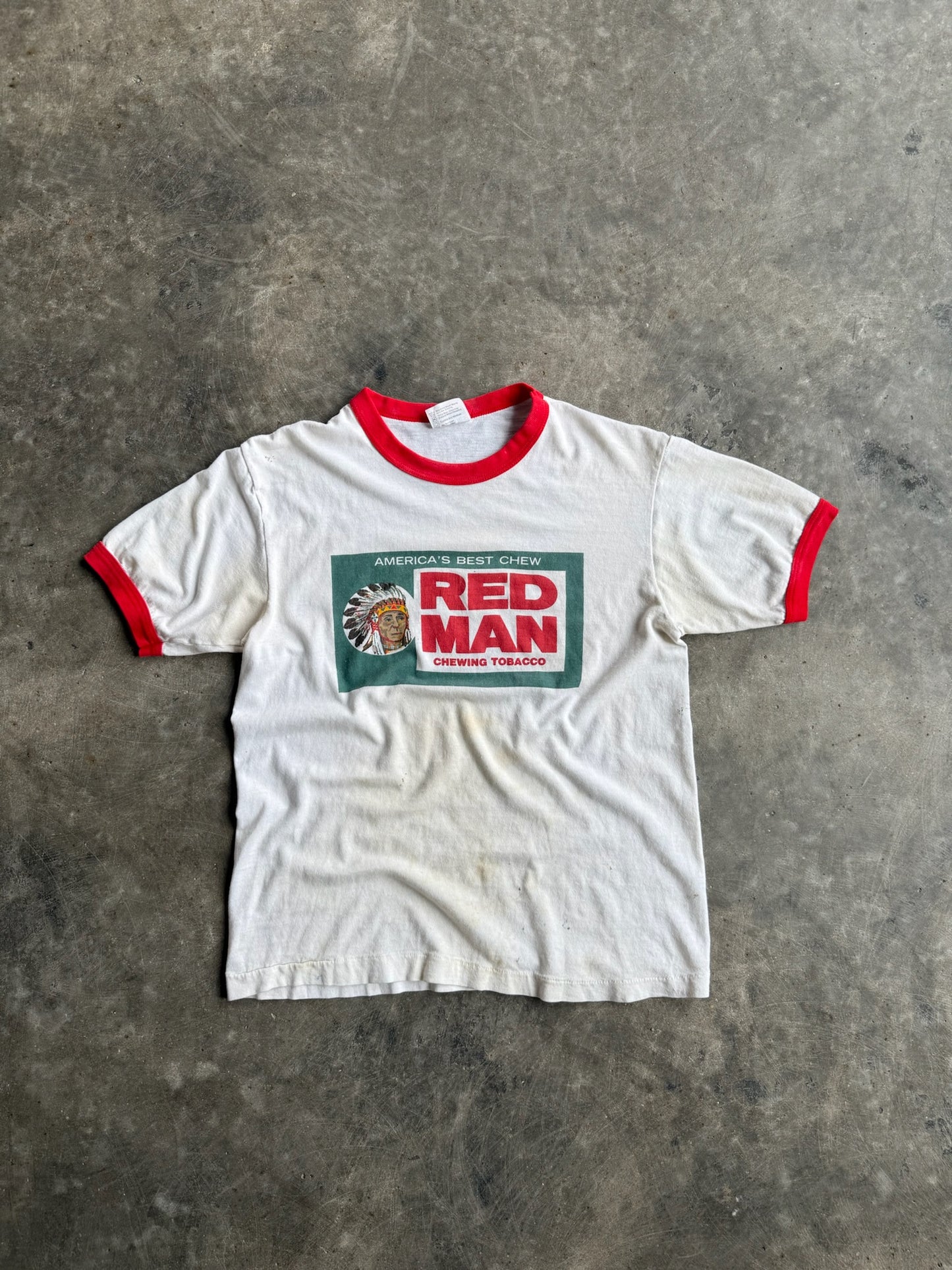 True Vintage Single Stitch Red Man Distressed Tee - M