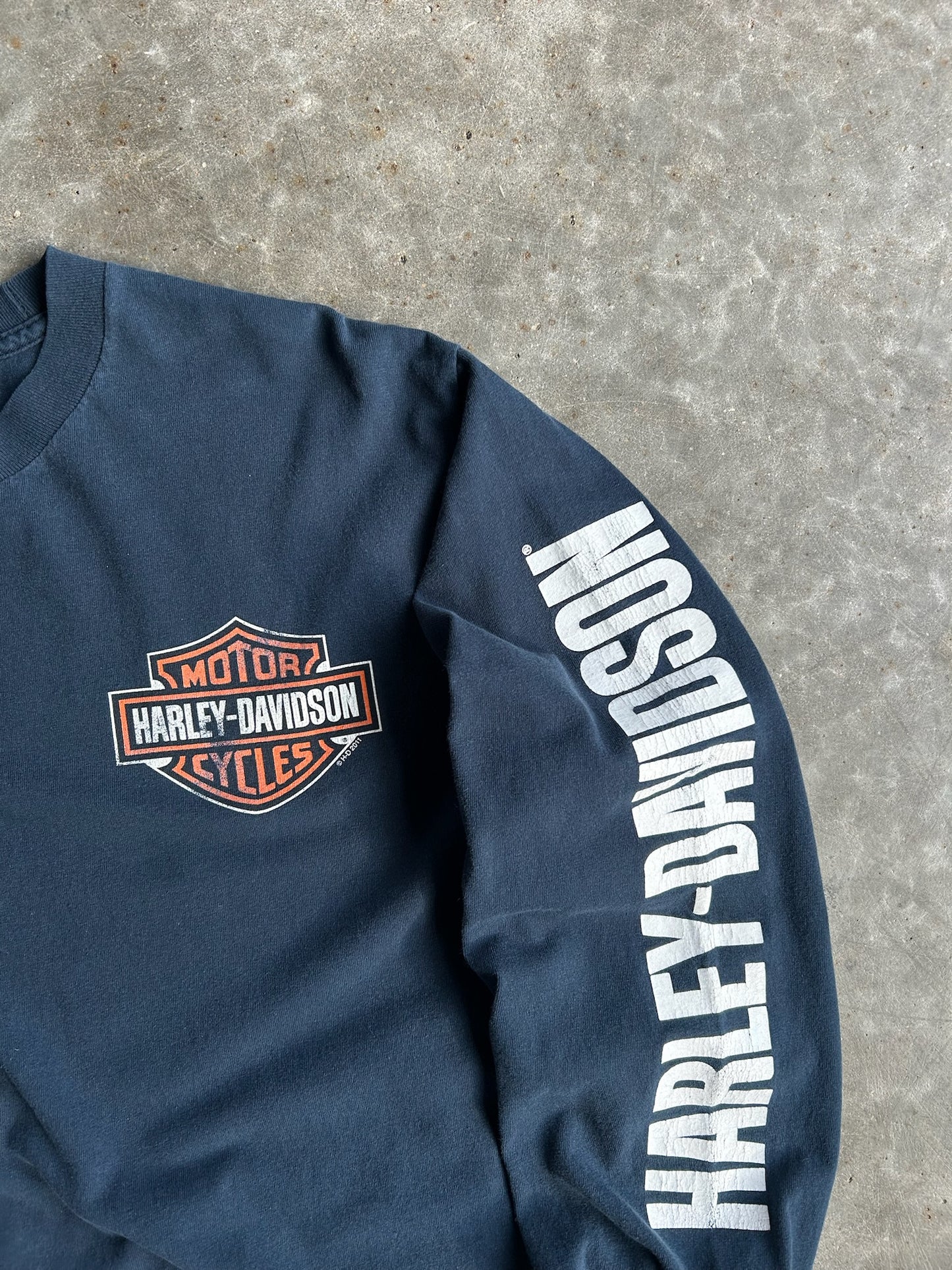 Vintage Navy Harley Davidson Long Sleeve - L