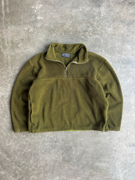 Vintage Olive Green Fleece Abercrombie Quarter Zip - M