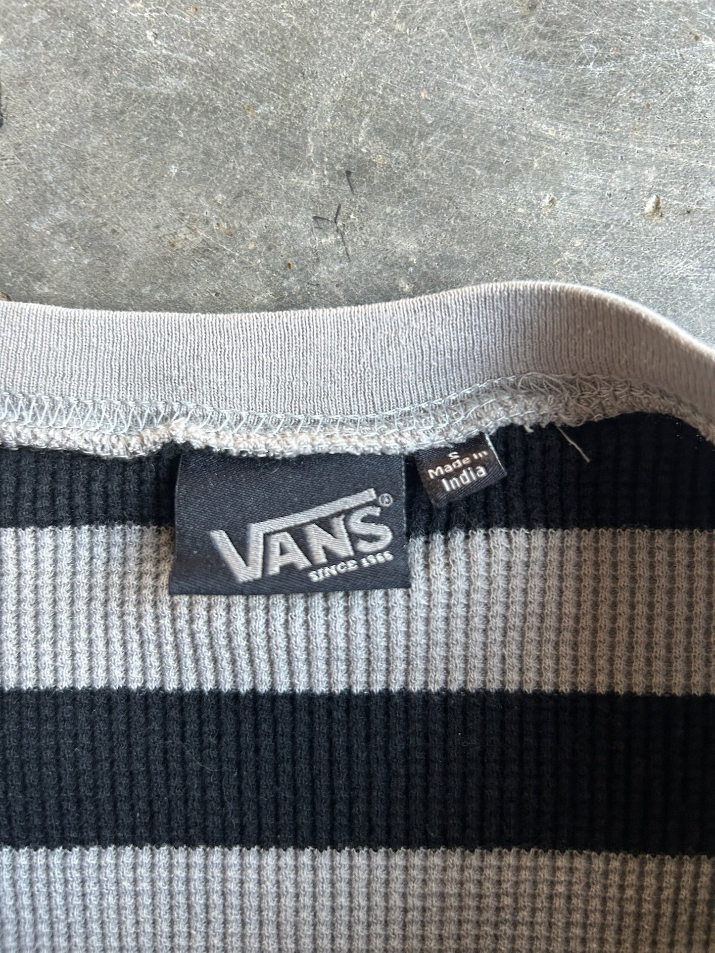 Vans Black/Grey Striped Thermal Long Sleeve - S