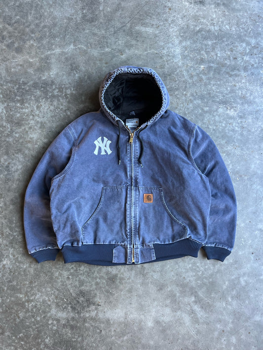 Vintage Yankees Faded Navy Hooded Carhartt Jacket - XL