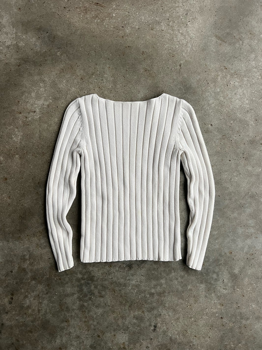 Vintage White Knit Sweater - XS