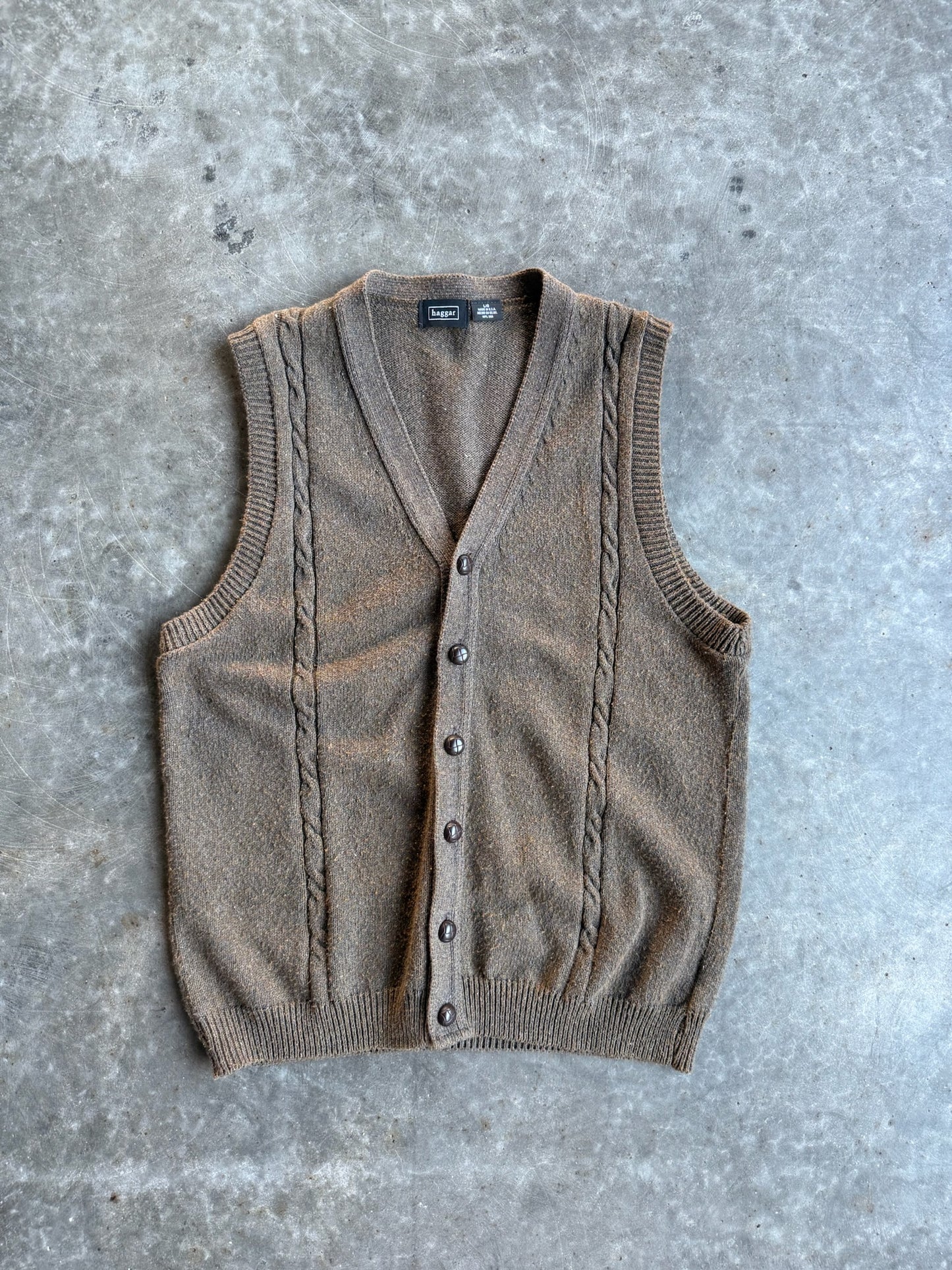 Vintage Brown Haggar Sweater Vest - L