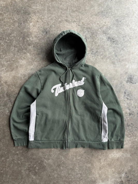 Vintage Green Timberland Zip Up Hoodie - L