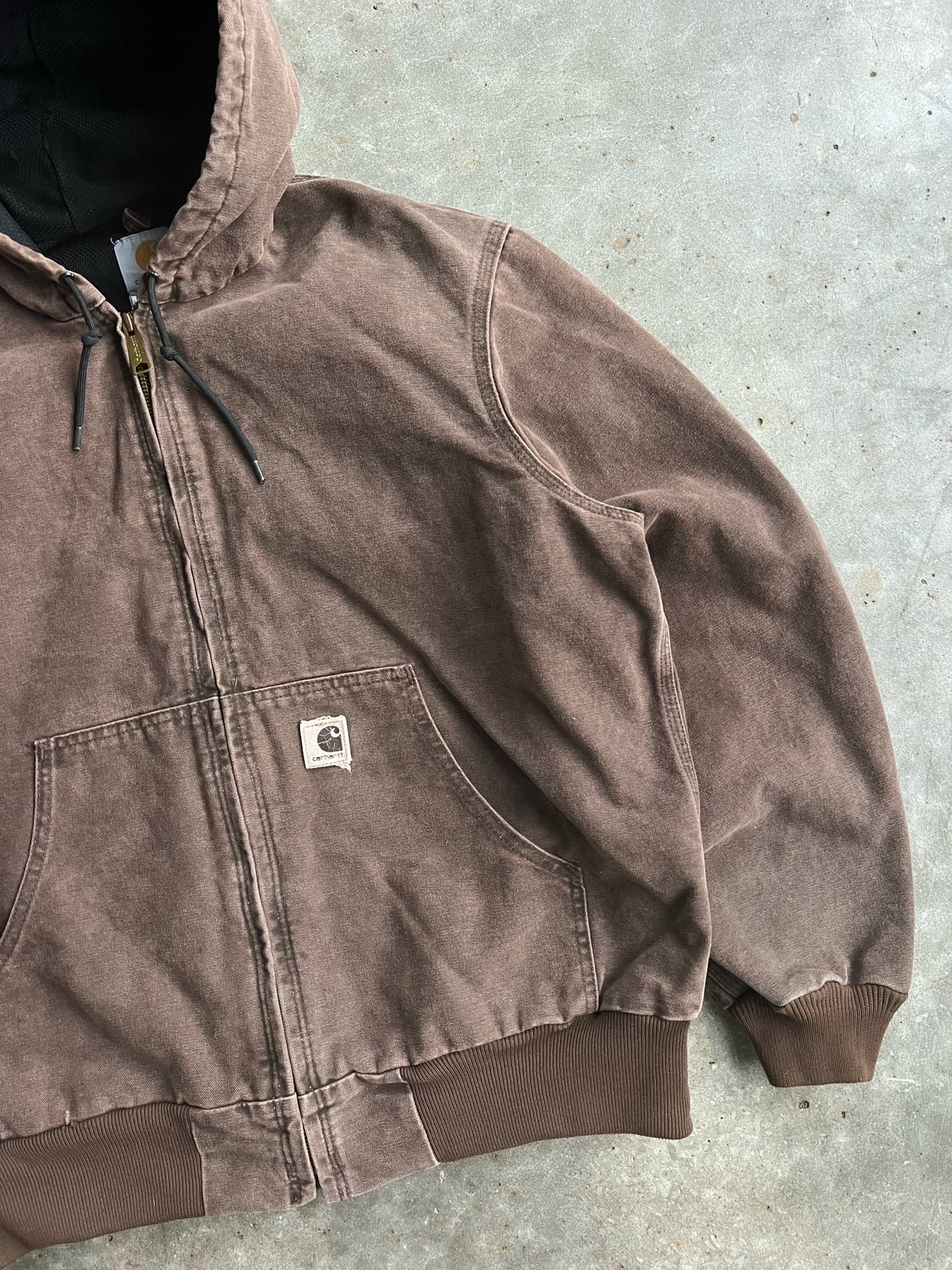 Vintage Brown Hooded Carhartt Jacket - XL