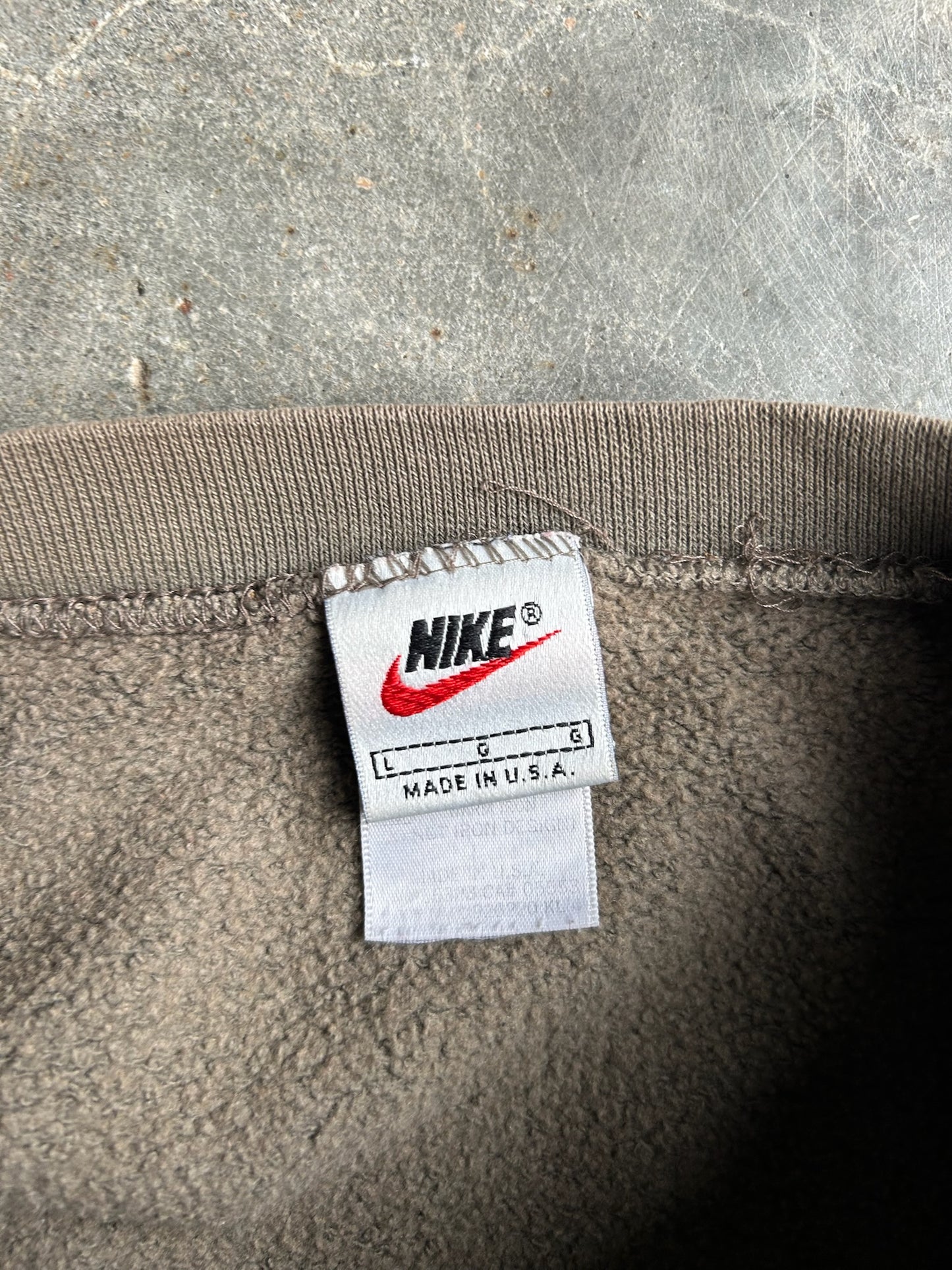 Vintage Army Green Nike Distressed Crew - L