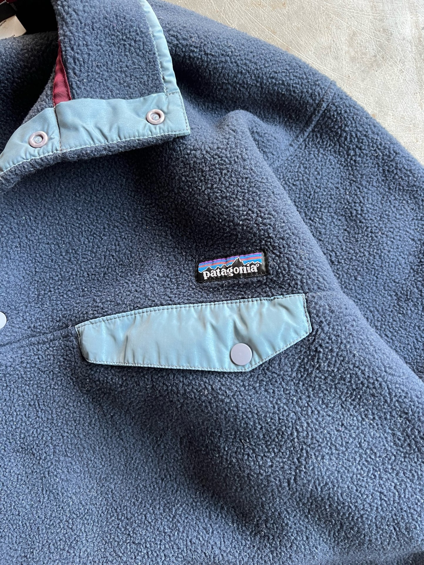 Vintage Navy Fleece Patagonia Quarter Button - M