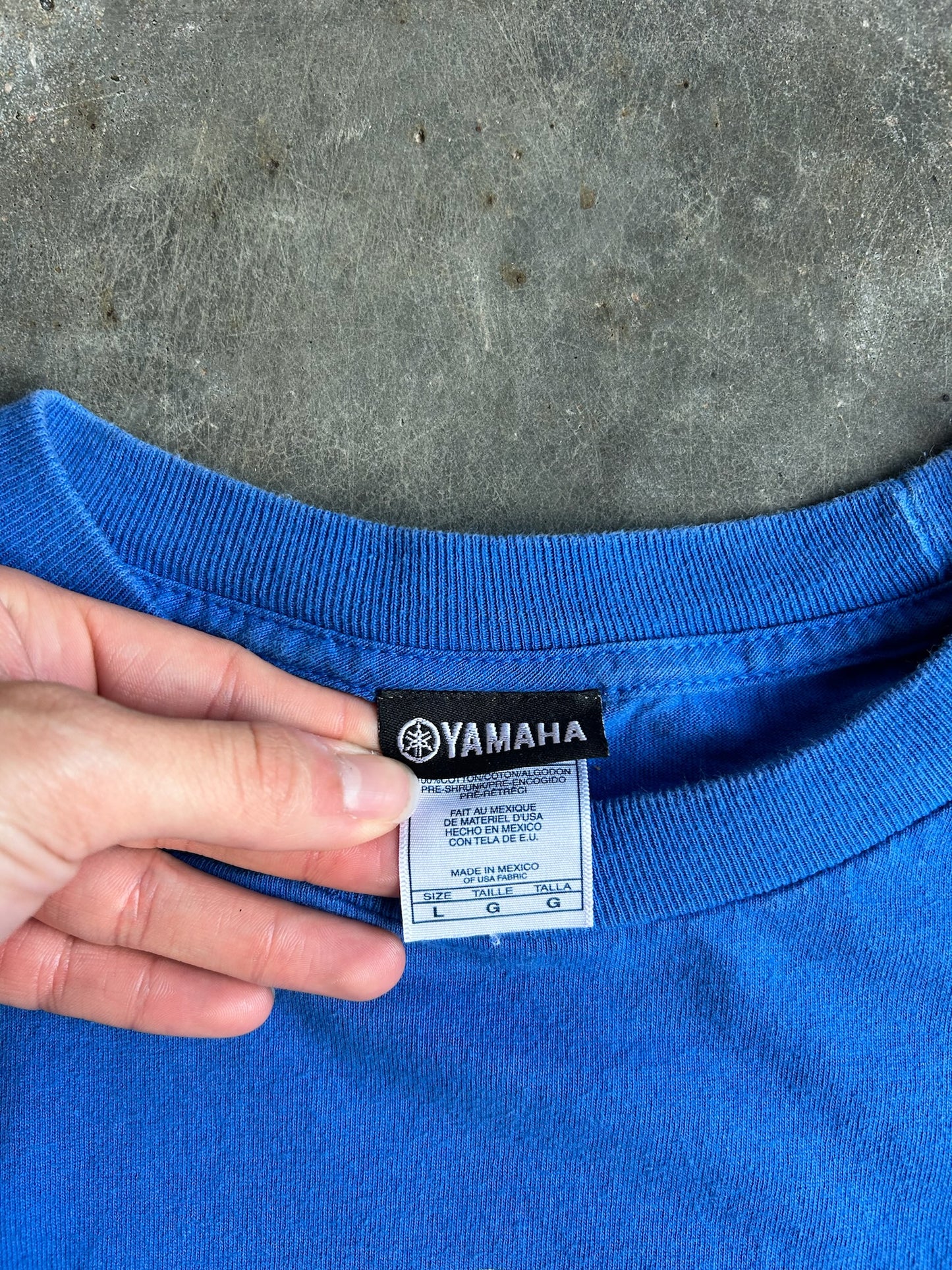 Vintage Blue Cropped Yamaha Long Sleeve Shirt - L