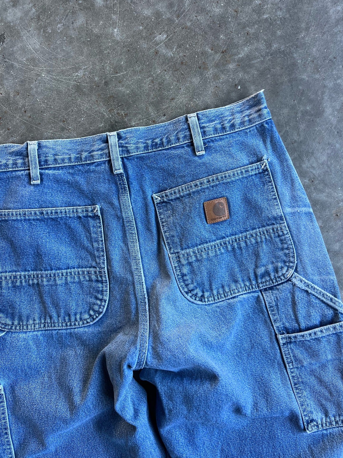 Vintage Medium Wash Distressed Carhartt Carpenter Pants - 34