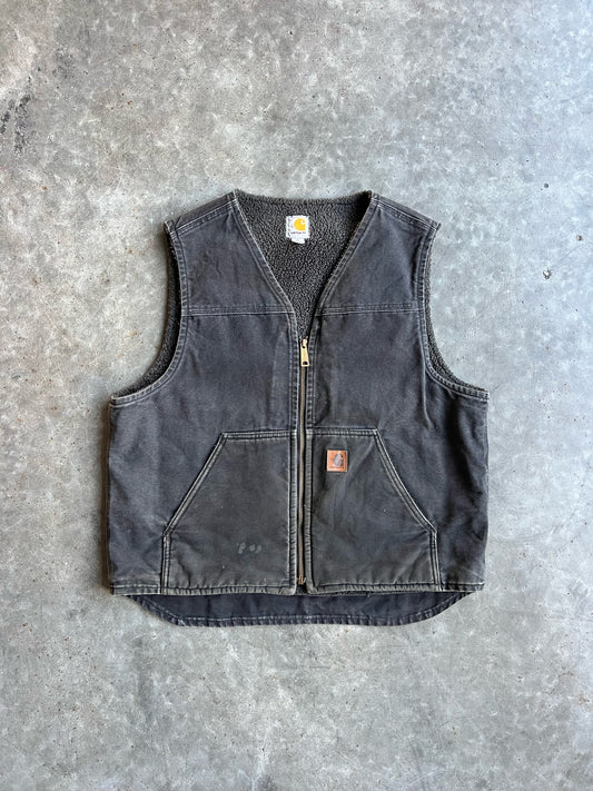 Vintage Black Fleece Lined Carhartt Vest - L