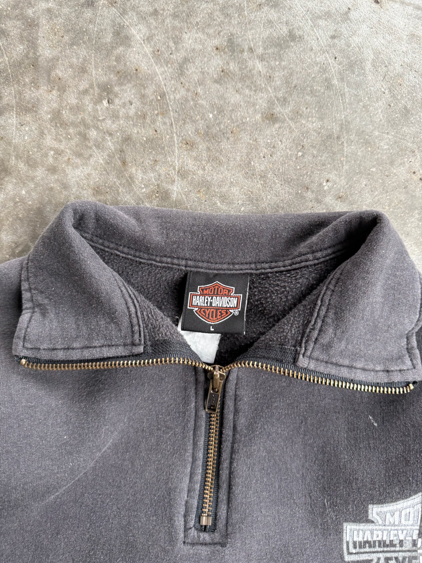 Vintage Charcoal Grey Harley Davidson Quarter Zip - L