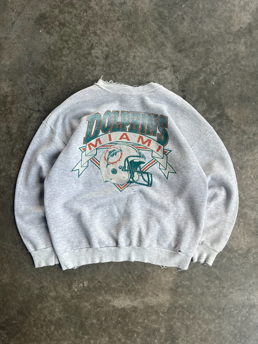 Vintage Faded NFL Miami Dolphins Crew - L