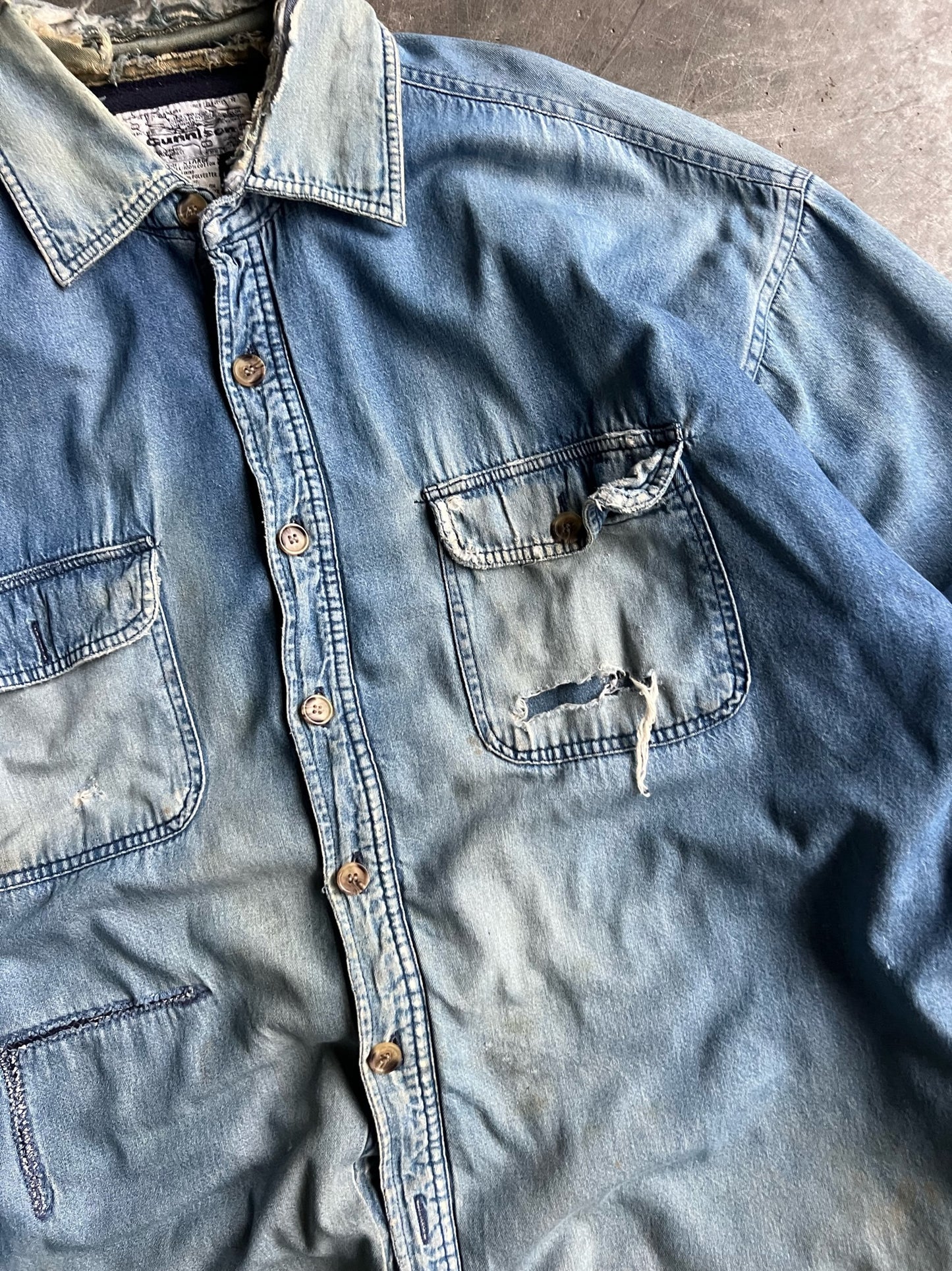 Vintage Fleece Lined Gunnison Distressed Denim Jacket - XL