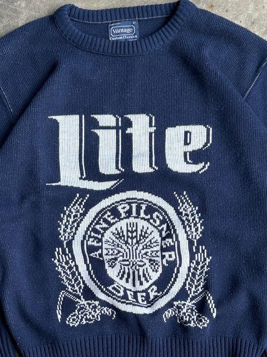 Vintage Navy Miller Lite Sweater - L
